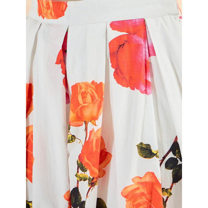 First Resort by Ramola Bachchan White And Orange Floral Wide Leg Palazzo