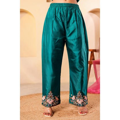 Firann By Shaheen Teal Short Kurta and Palazzo and Dupatta (Set of 3)