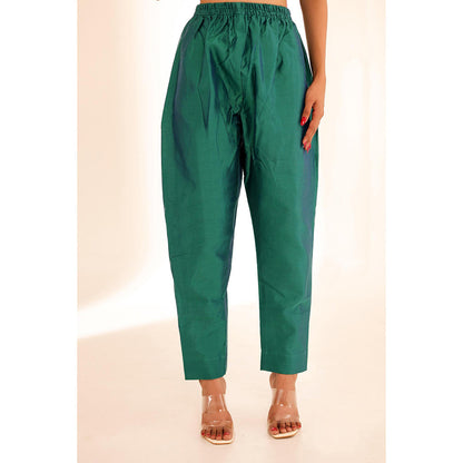 Firann By Shaheen Green Kaftan with Pant (Set of 2)