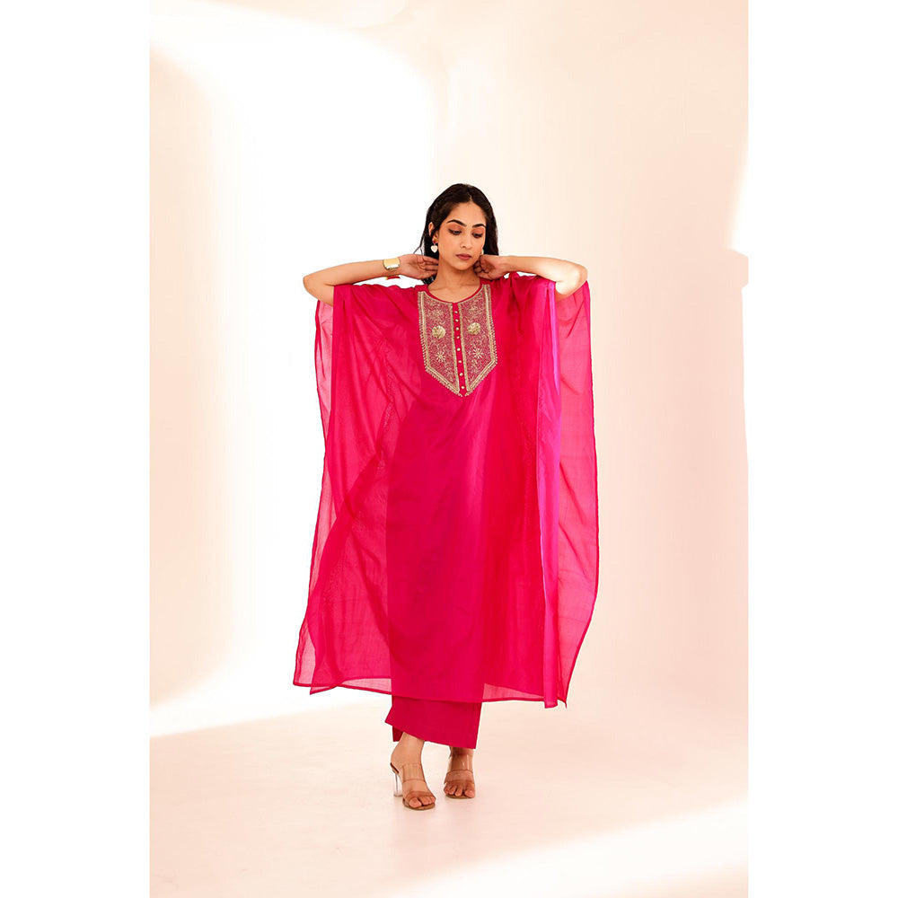 Firann By Shaheen Pink Kaftan with Pant (Set of 2)