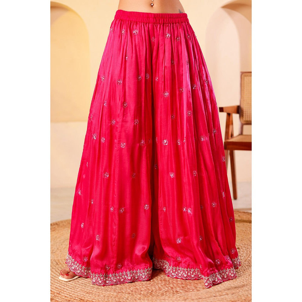 Firann By Shaheen Pink Short Kurta with Sharara and Dupatta (Set of 3)