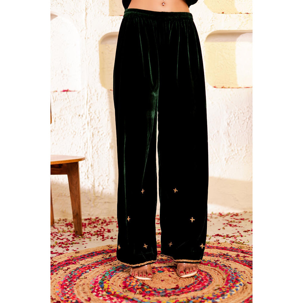Firann By Shaheen Green Anarkali with Palazzo and Dupatta (Set of 3)