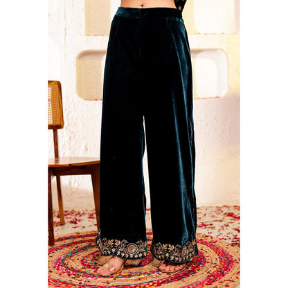 Firann By Shaheen Teal Kurta with Palazzo and Dupatta (Set of 3)