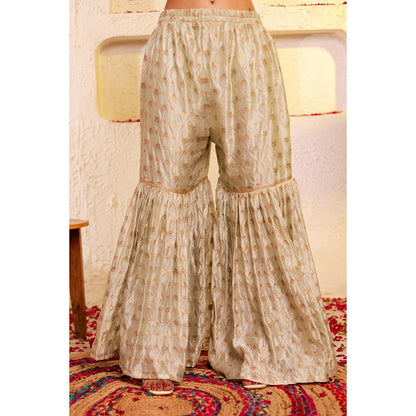 Firann By Shaheen Green Kurta with Sharara and Dupatta (Set of 3)