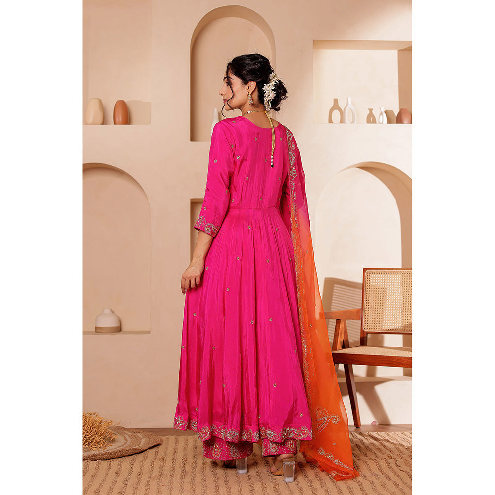 Firann By Shaheen Pink Kurta with Palazzo and Dupatta (Set of 3)