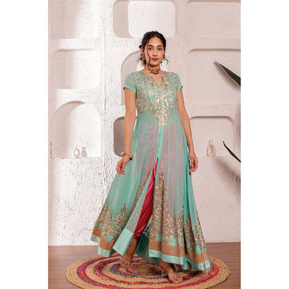 Firann By Shaheen Blue Kurta with Dhoti (Set of 2)