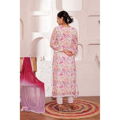 Firann By Shaheen White Kurta with Pant and Dupatta (Set of 3)