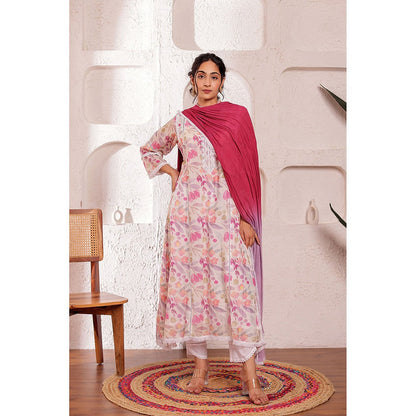 Firann By Shaheen White Kurta with Pant and Dupatta (Set of 3)