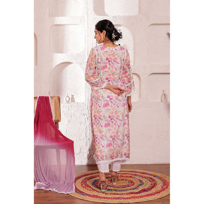 Firann By Shaheen White Kurta with Pant and Dupatta (Set of 3)