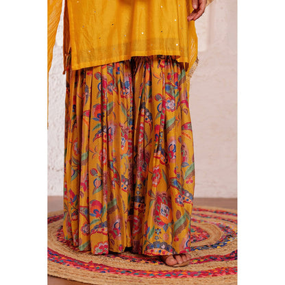 Firann By Shaheen Mustard Short Kurta with Sharara and Dupatta (Set of 3)