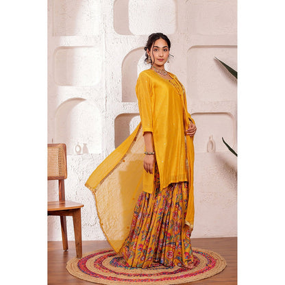 Firann By Shaheen Mustard Short Kurta with Sharara and Dupatta (Set of 3)