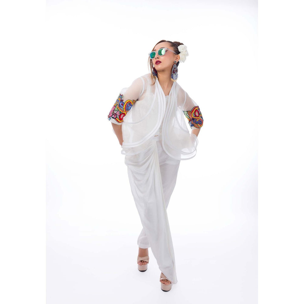 Firki by Sweta White Pearl Orchid Co-Ord (Set of 3)