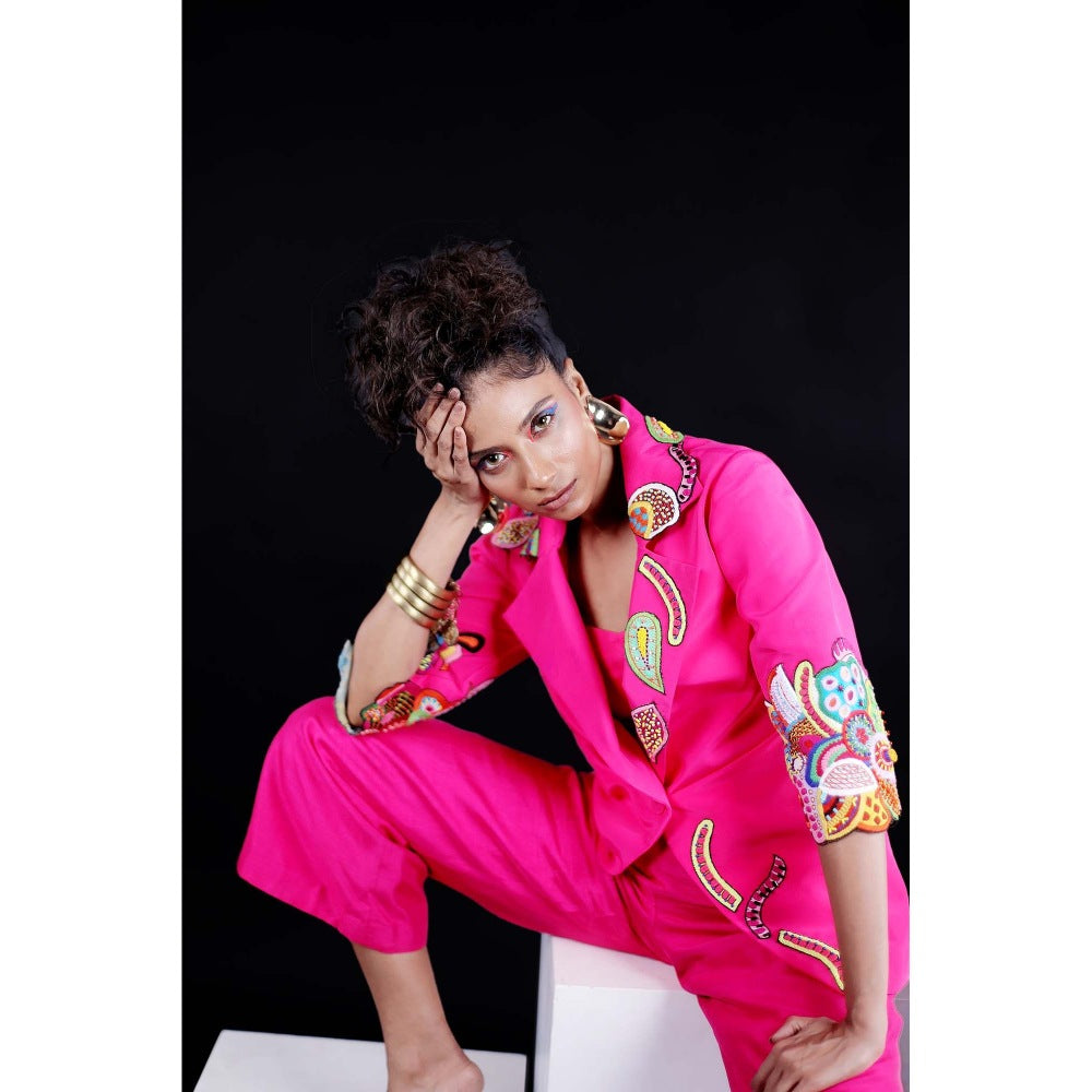 Firki by Sweta Pink Ekon Co-Ord (Set of 3)