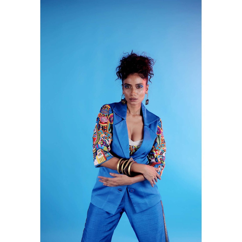 Firki by Sweta Blue Oshun Co-Ord (Set of 3)