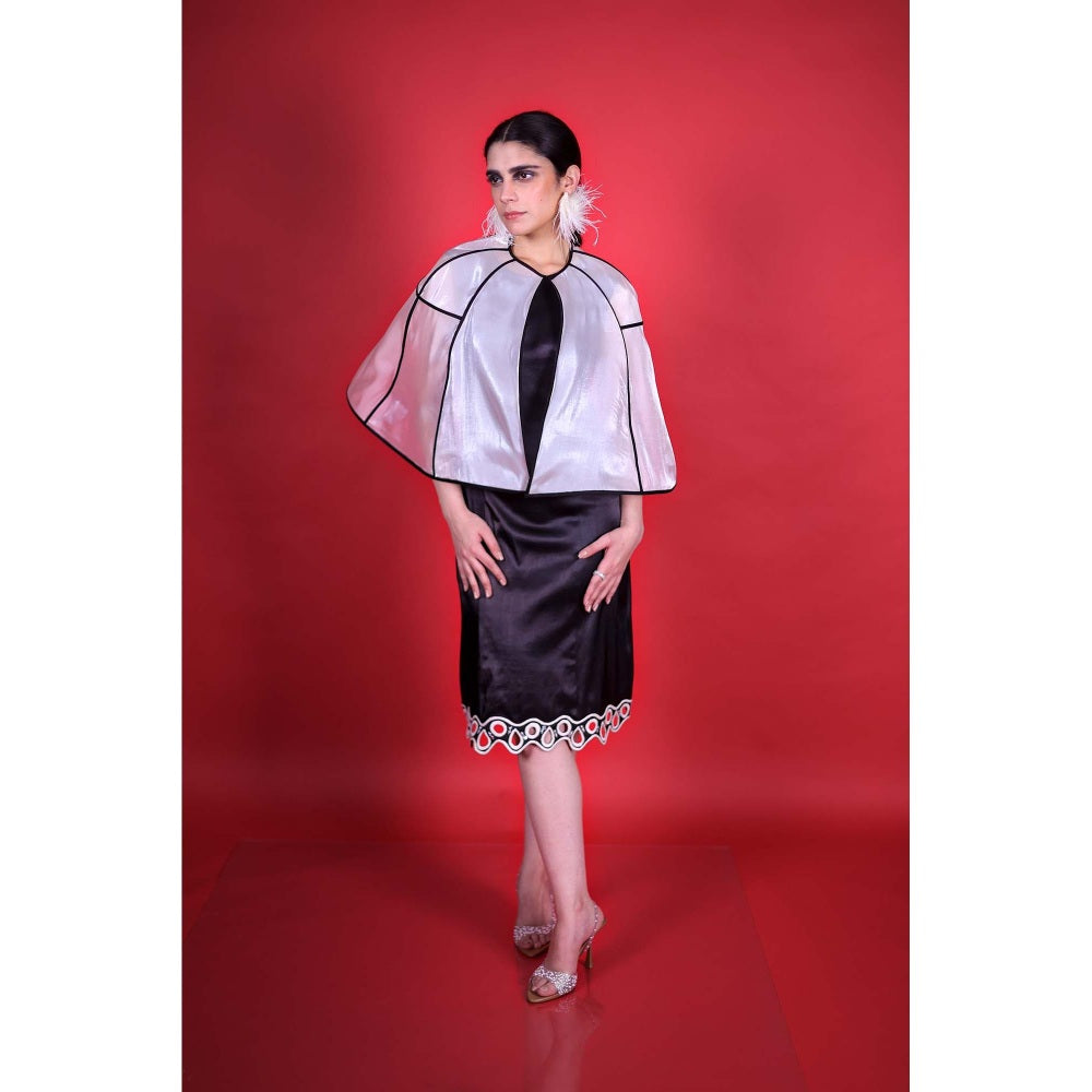 Firki by Sweta Black Stargaze Dress with Cape (Set of 2)