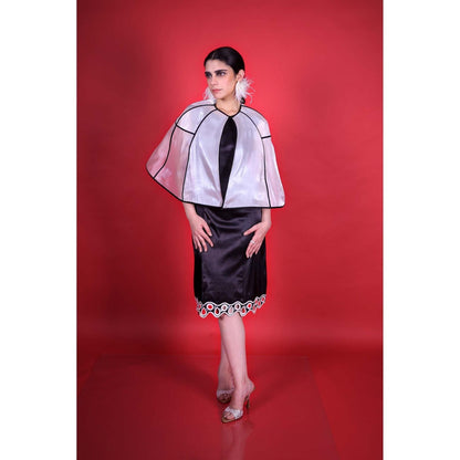 Firki by Sweta Black Stargaze Dress with Cape (Set of 2)