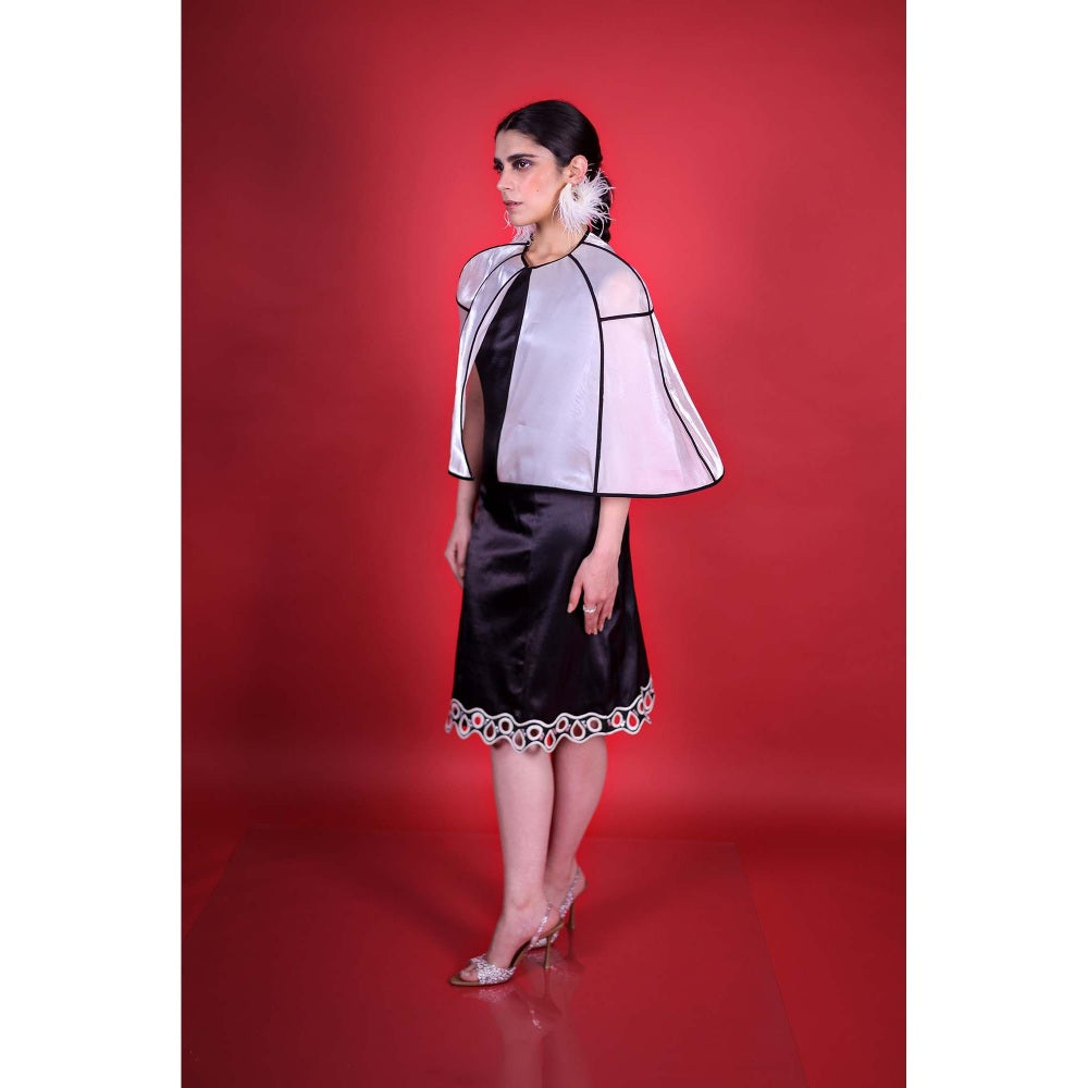 Firki by Sweta Black Stargaze Dress with Cape (Set of 2)