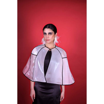 Firki by Sweta Black Stargaze Dress with Cape (Set of 2)