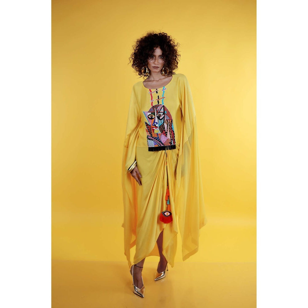 Firki by Sweta Yellow Asha Top with Skirt (Set of 2)