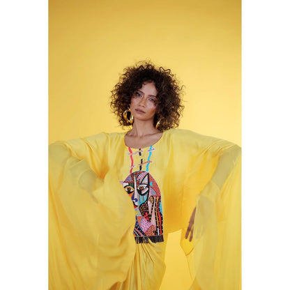 Firki by Sweta Yellow Asha Top with Skirt (Set of 2)