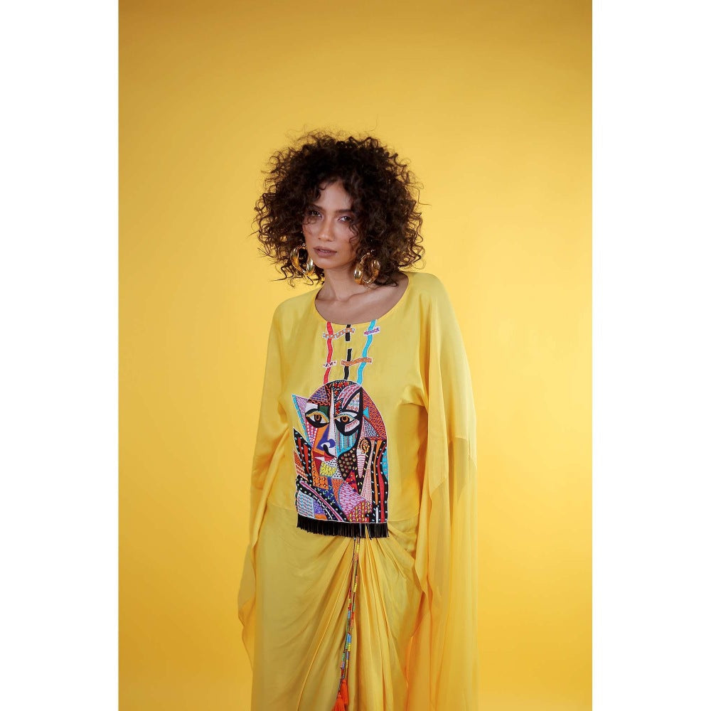 Firki by Sweta Yellow Asha Top with Skirt (Set of 2)