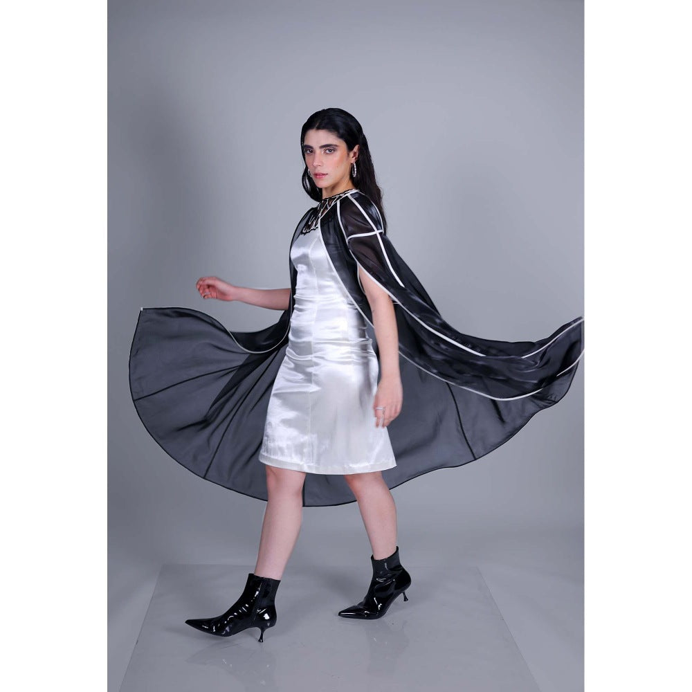 Firki by Sweta White Champagne Cape with Dress