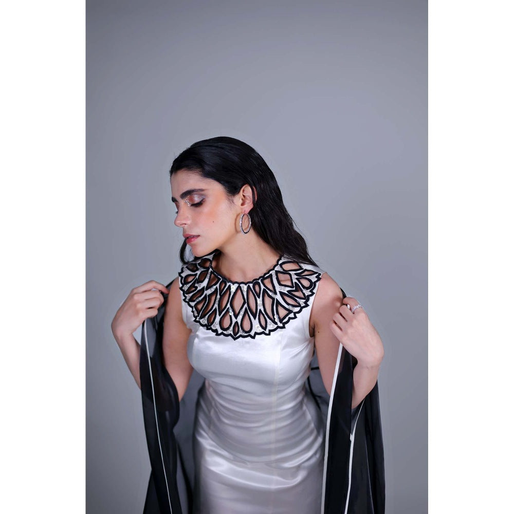 Firki by Sweta White Champagne Cape with Dress