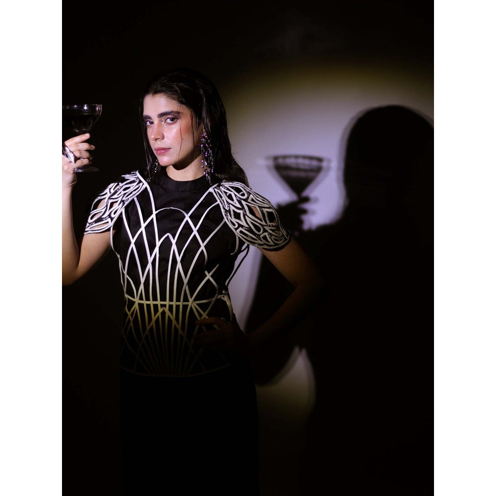 Firki by Sweta Bleed Black Dress with Top