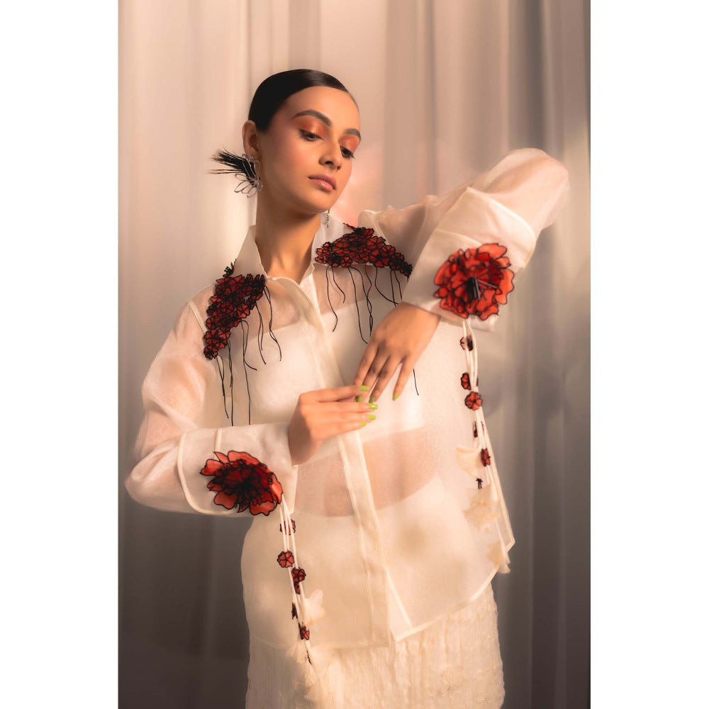 Firki by Sweta Women Ivory Floral Shirt