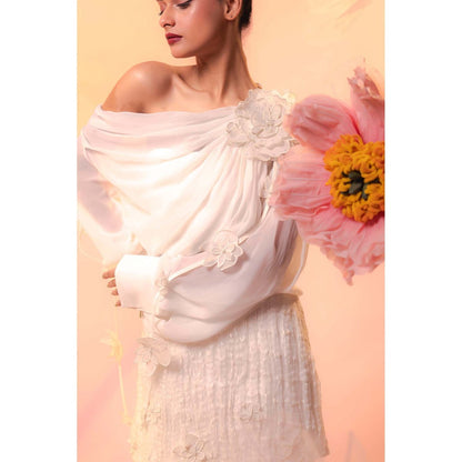 Firki by Sweta Women Ivory Self Design Top