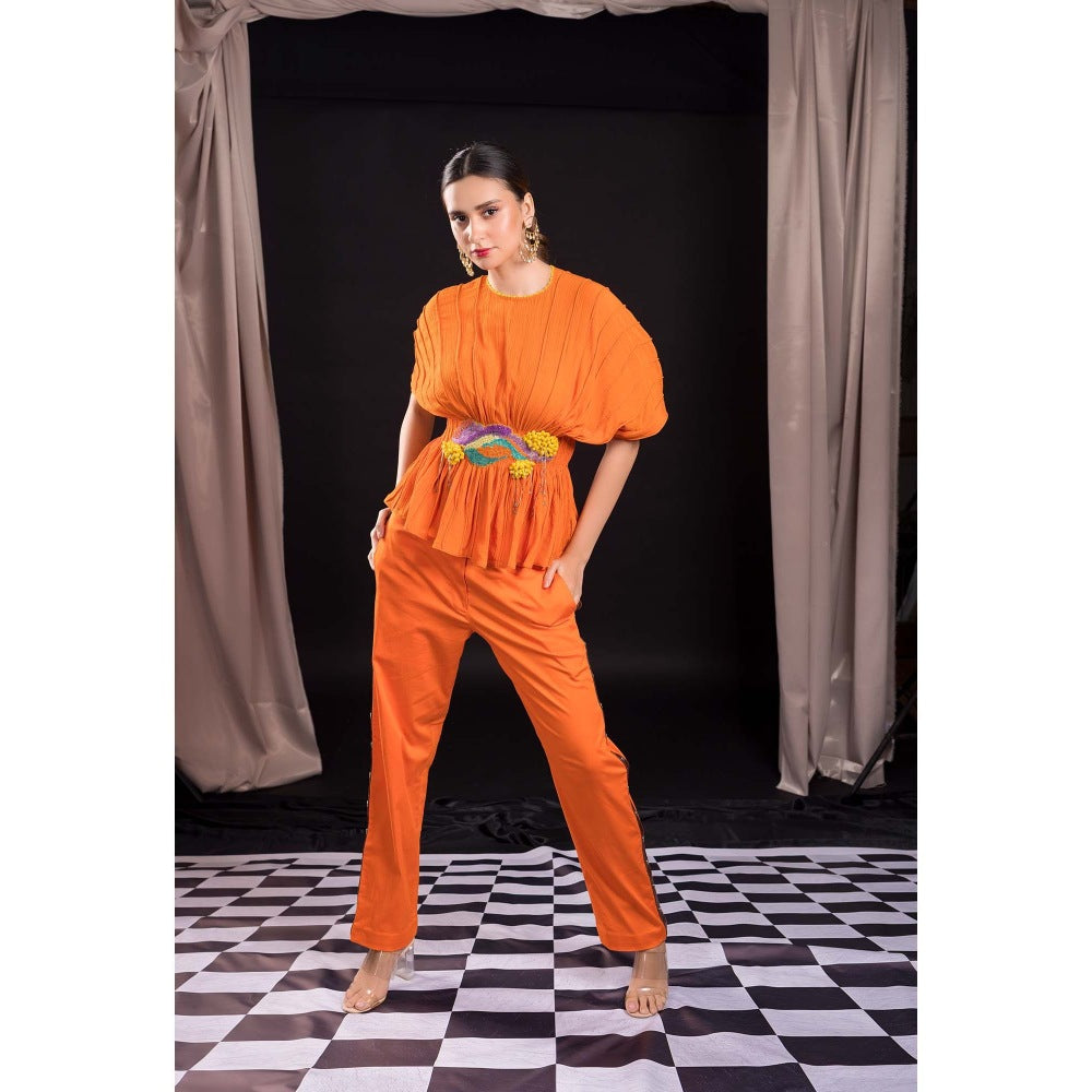 Firki by Sweta Orange Tangerine Squash Co-Ord (Set of 2)