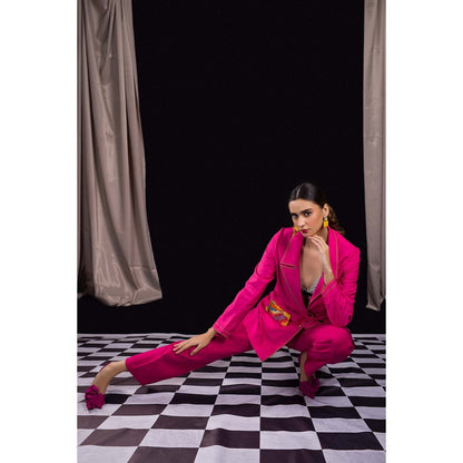 Firki by Sweta Pink Rose Pant Suit Co-Ord (Set of 2)