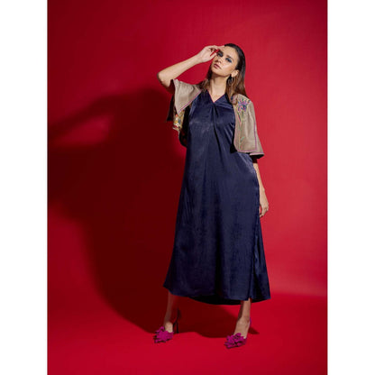 Firki by Sweta Blue Twilight Cape with Dress (Set of 2)