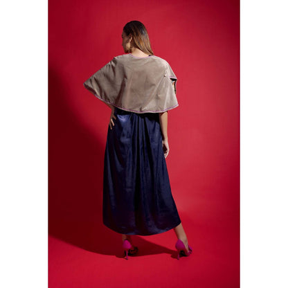 Firki by Sweta Blue Twilight Cape with Dress (Set of 2)