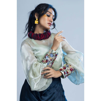 Firki by Sweta Rhapsody Blue Top with Skirt