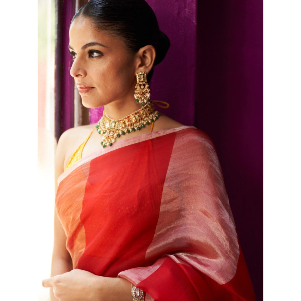 Five Point Five Red Ombre Nitya Saree with Unstitched Blouse