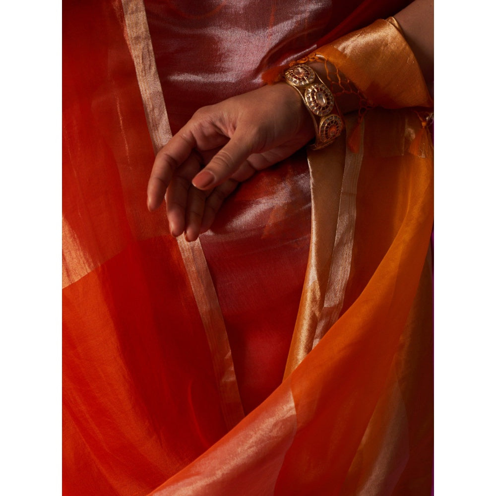 Five Point Five Red Ombre Nitya Saree with Unstitched Blouse