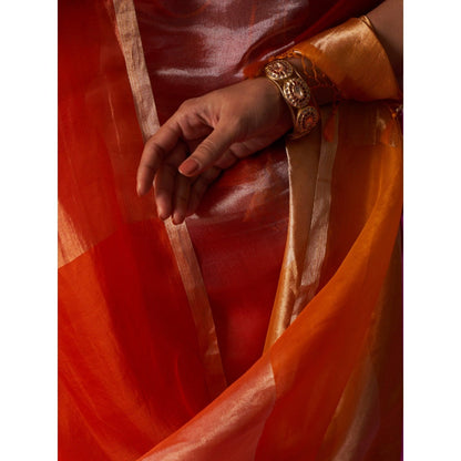 Five Point Five Red Ombre Nitya Saree with Unstitched Blouse