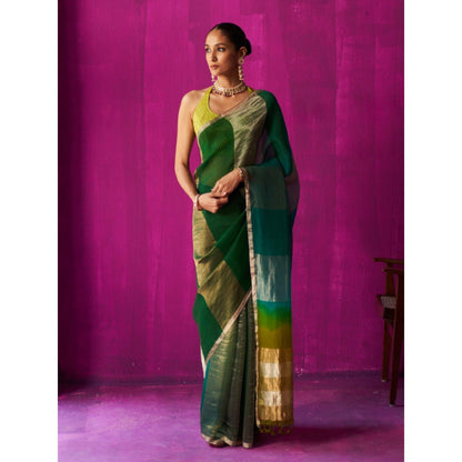 Five Point Five Green Ombre Nitya Saree with Unstitched Blouse