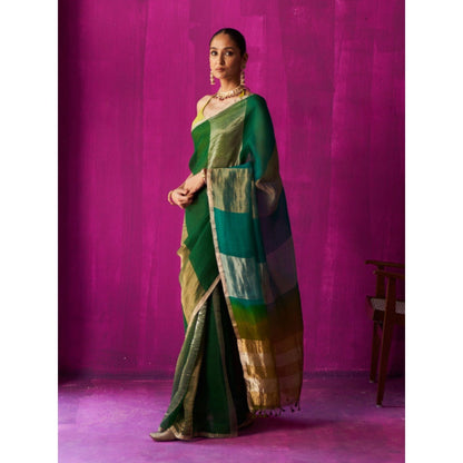 Five Point Five Green Ombre Nitya Saree with Unstitched Blouse