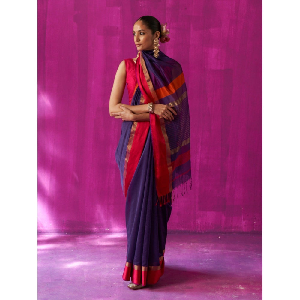 Five Point Five Multi-Colour Stripes Mohini Saree with Unstitched Blouse