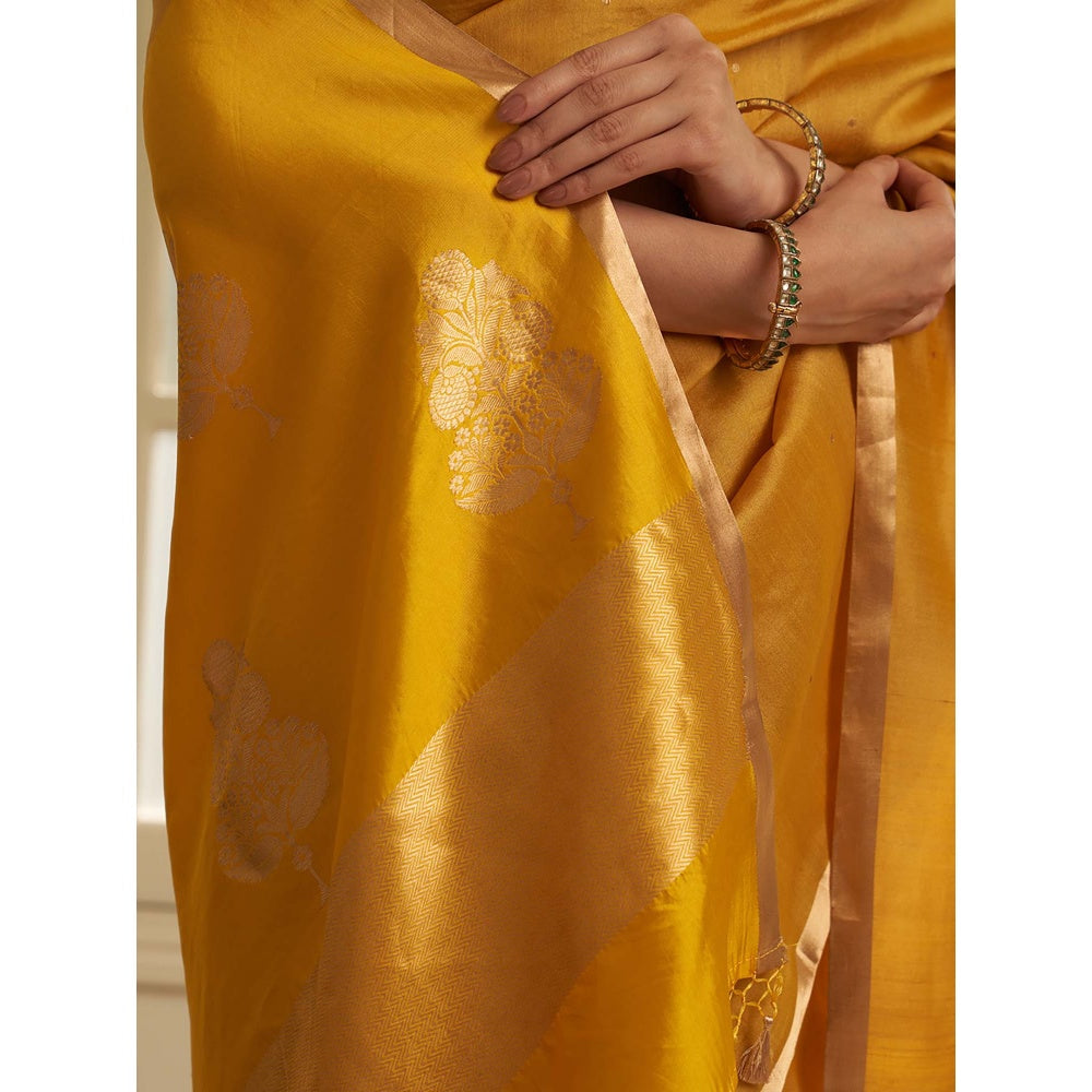 Five Point Five Mustard Amoha Saree with Unstitched Blouse