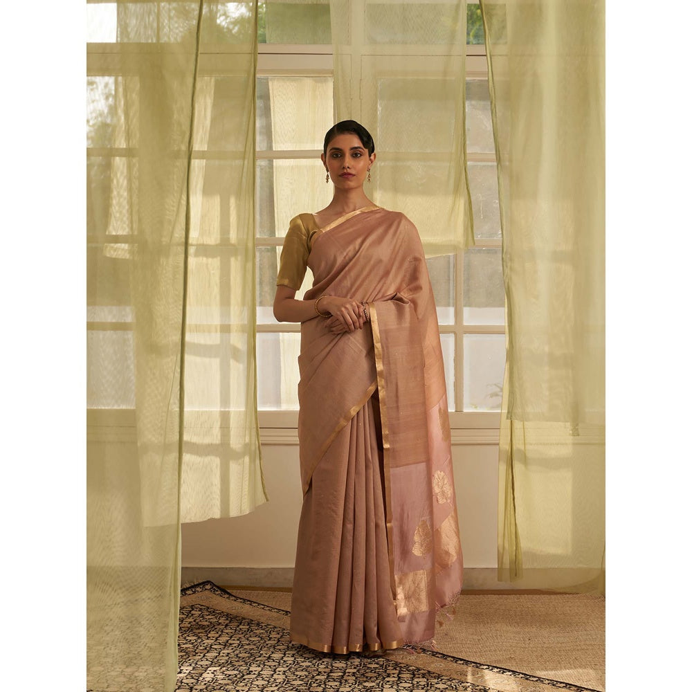Five Point Five Dusty Pink Amoha Saree with Unstitched Blouse