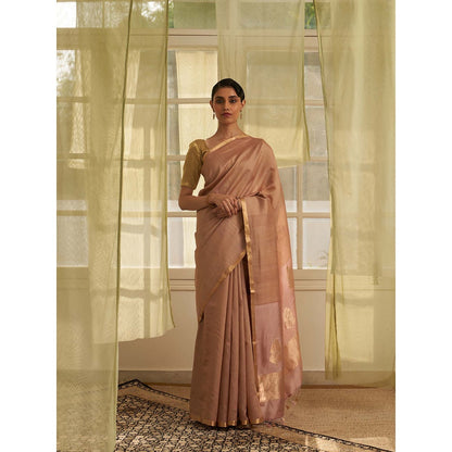 Five Point Five Dusty Pink Amoha Saree with Unstitched Blouse