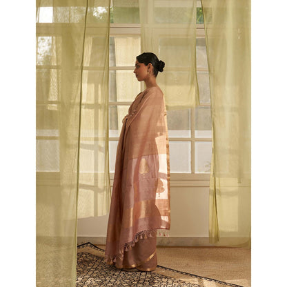 Five Point Five Dusty Pink Amoha Saree with Unstitched Blouse
