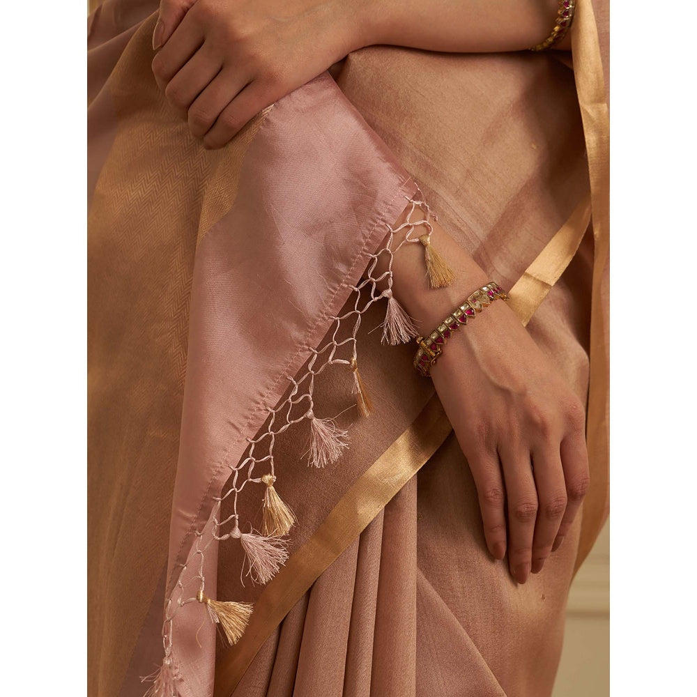 Five Point Five Dusty Pink Amoha Saree with Unstitched Blouse