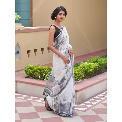 Five Point Five Chandni Floral Saree with Unstitched Blouse