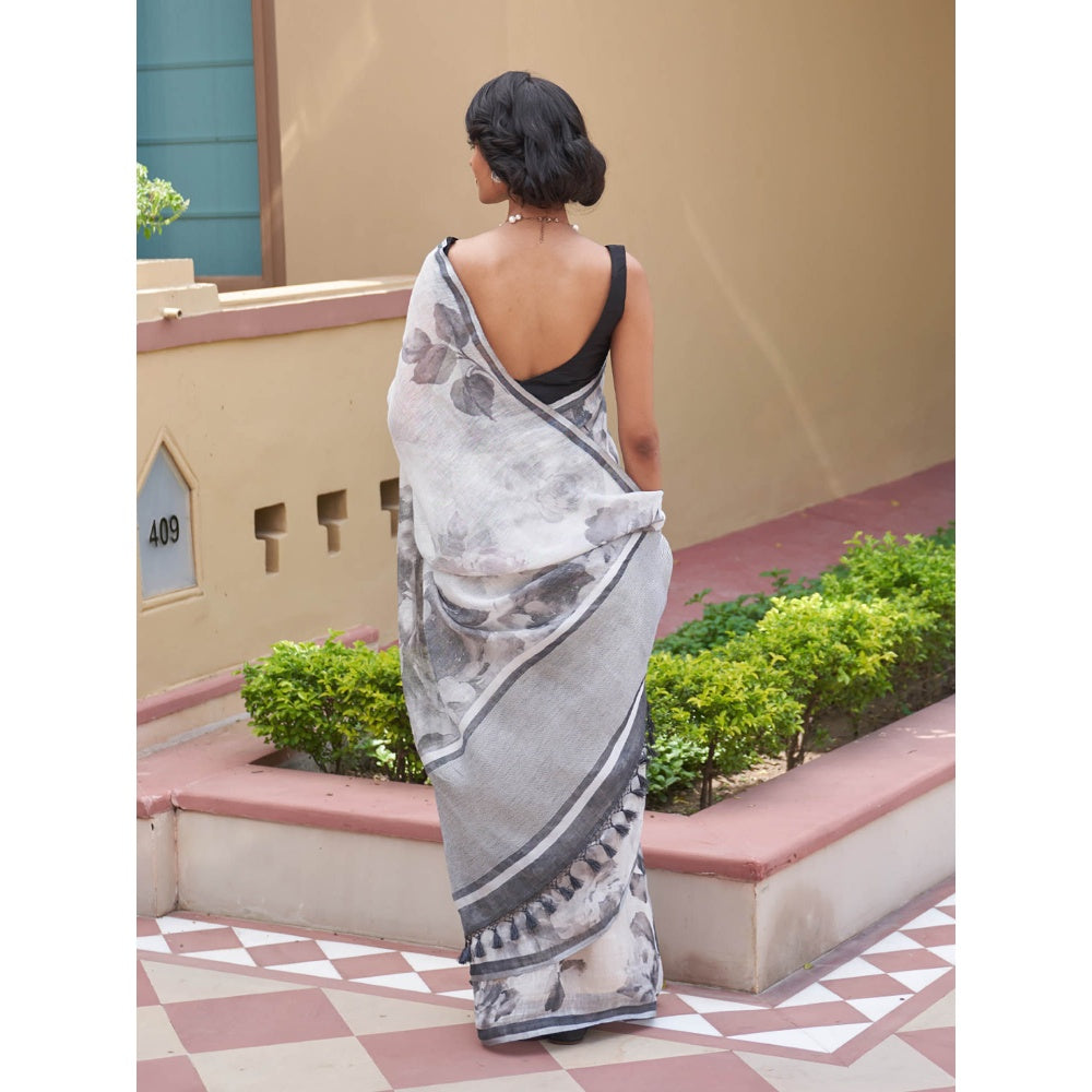 Five Point Five Chandni Floral Saree with Unstitched Blouse