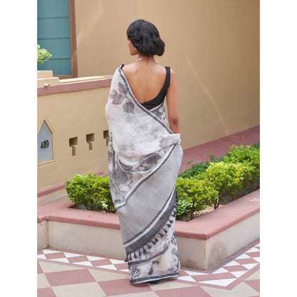 Five Point Five Chandni Floral Saree with Unstitched Blouse