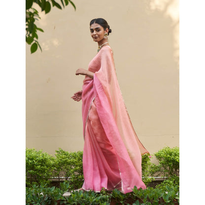 Five Point Five Urmi Pink Ombre Saree with Unstitched Blouse